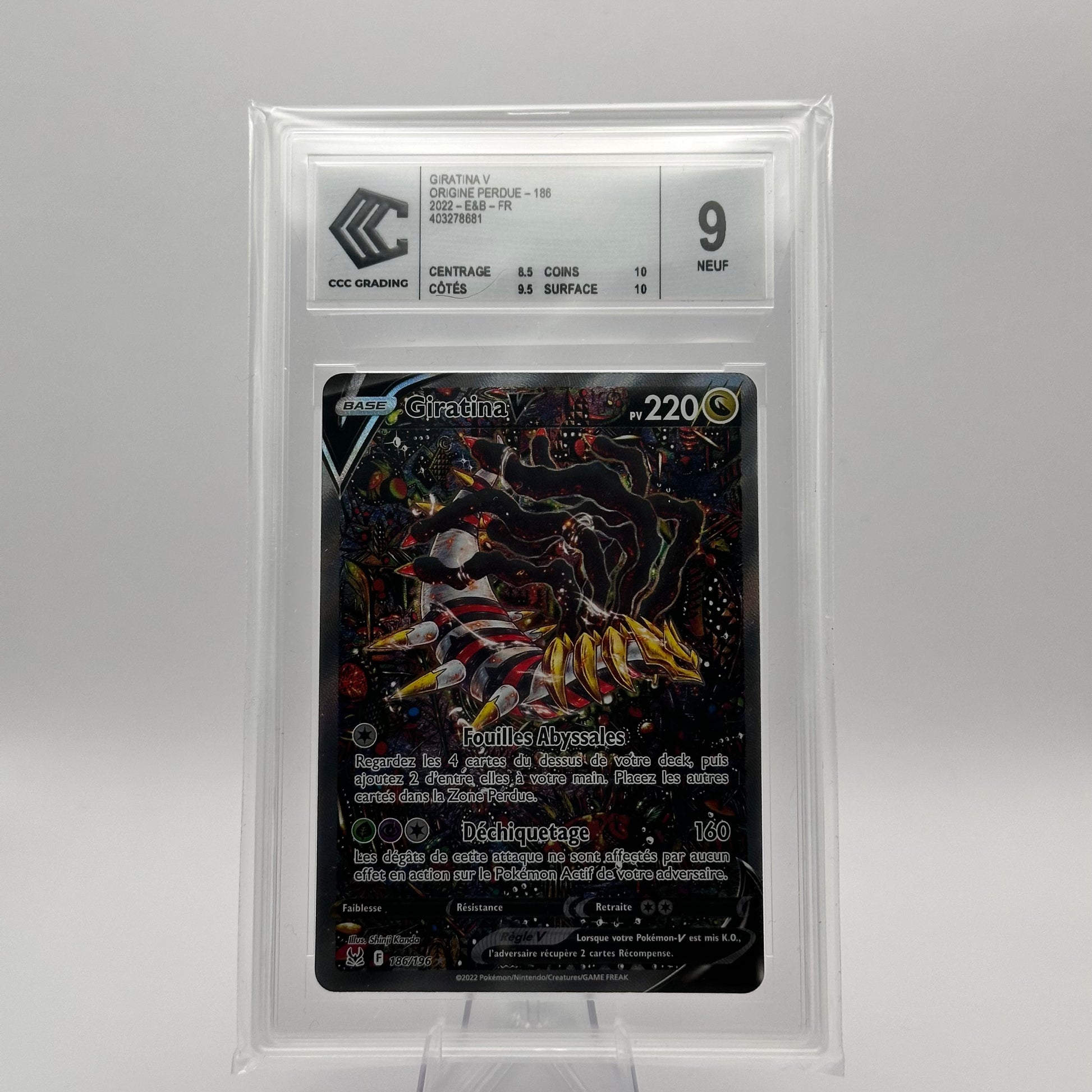 KoomaCards Cartes Gradée Giratina V 186 - CCC 9 - Origine Perdue