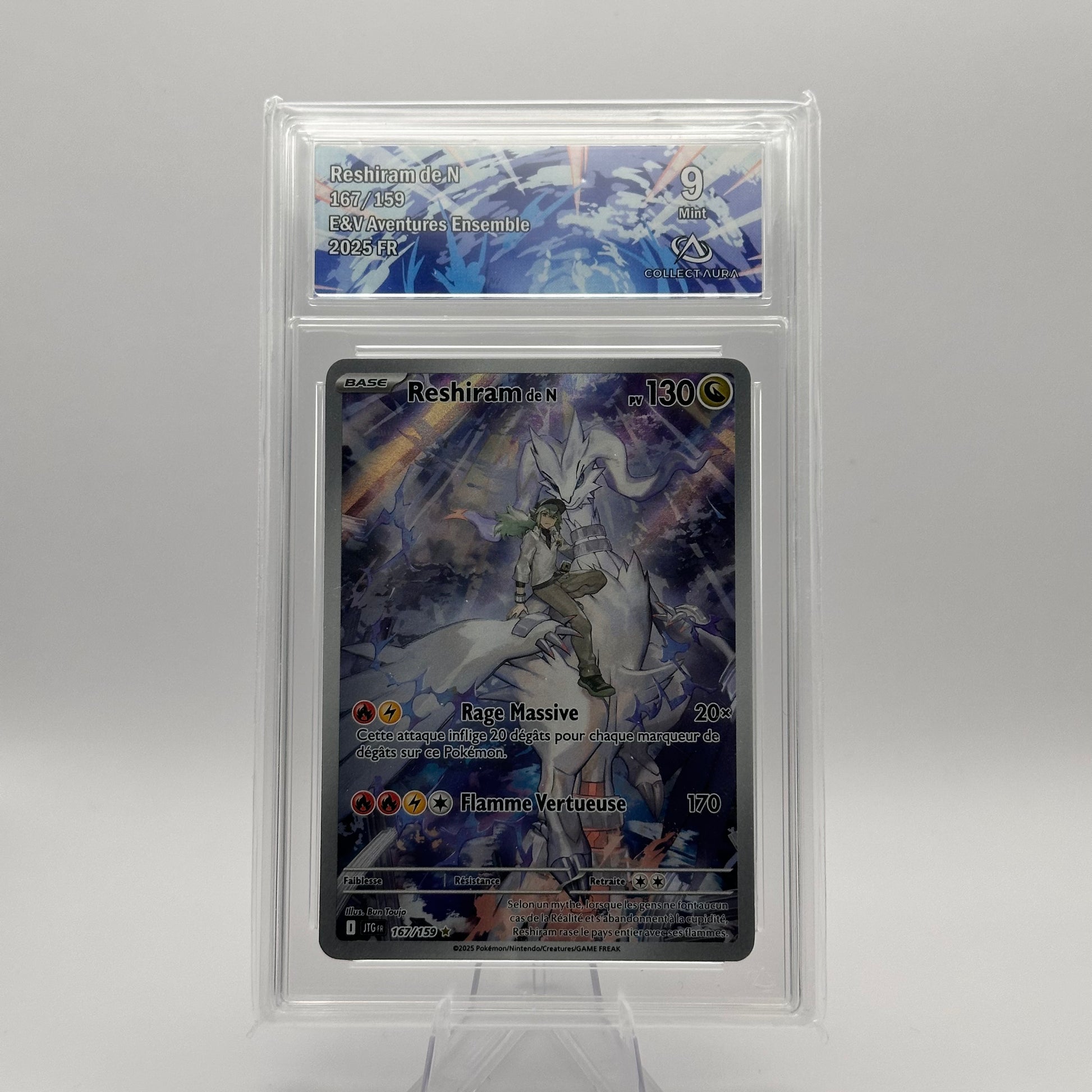 KoomaCards Cartes Gradée Reshiram de N 167 - CollectAura 9 - Aventures Ensemble